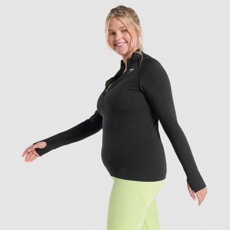 Pullover Gymshark Vital Seamless 2.0 1/2 Zip Negras | 14GWLRDOS