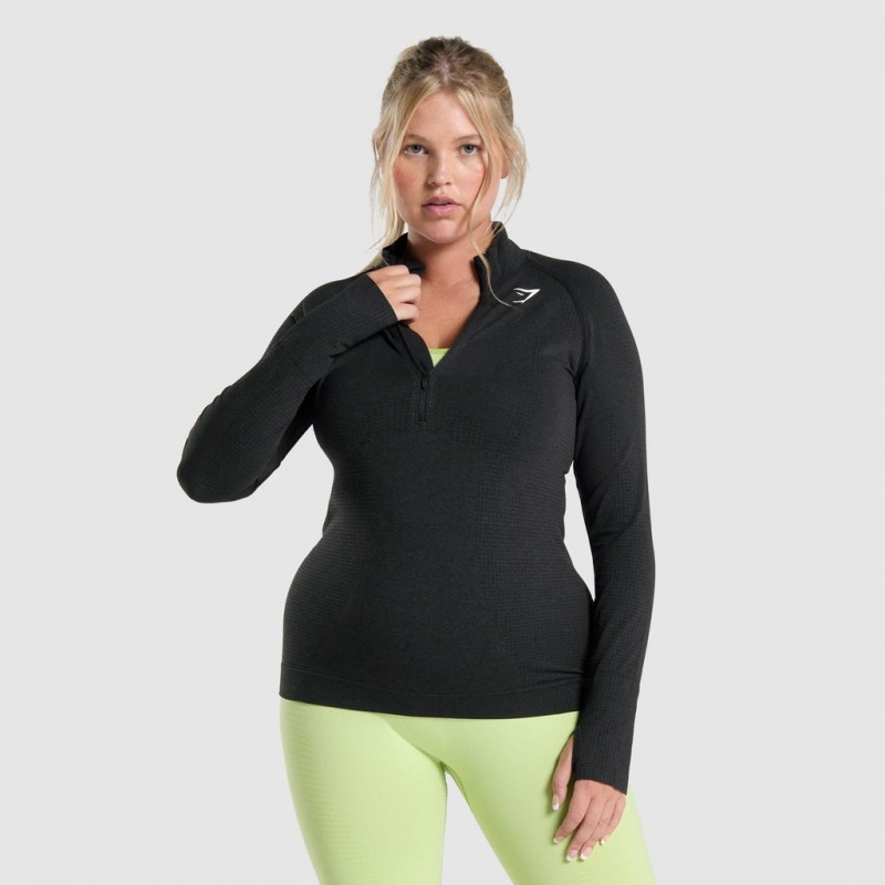 Pullover Gymshark Vital Seamless 2.0 1/2 Zip Negras | 14GWLRDOS