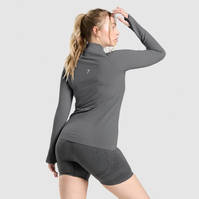 Pullover Gymshark Vital Seamless 2.0 1/2 Zip Gris | 29UCGXNBY