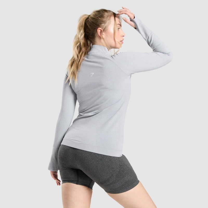 Pullover Gymshark Vital Seamless 2.0 1/2 Zip Gris Claro | 14QWYMUSP