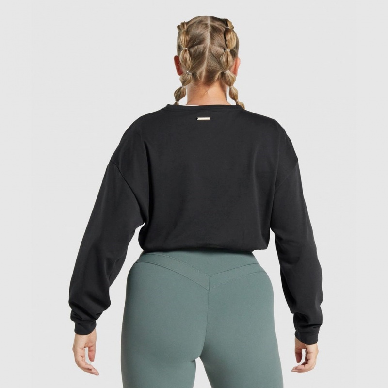 Pullover Gymshark Whitney Cropped Negras | 58TCQWVAP