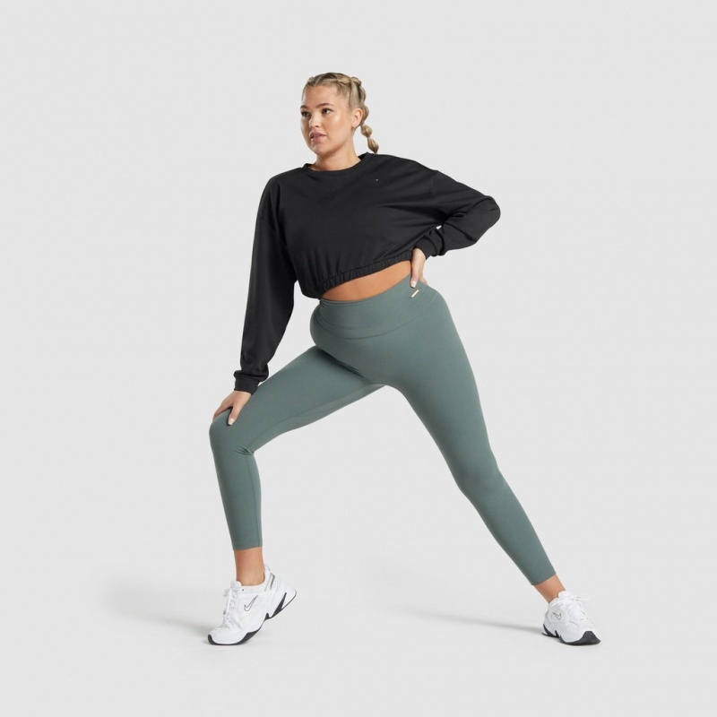 Pullover Gymshark Whitney Cropped Negras | 58TCQWVAP