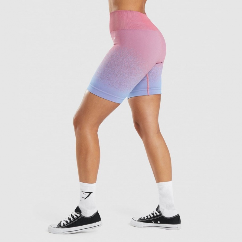 Short Gymshark Adapt Ombre Seamless Cycling Rosas Rosas Azules Claro | 41EWCHKPL