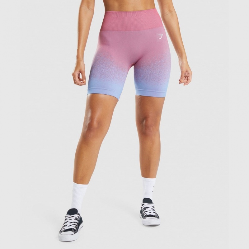 Short Gymshark Adapt Ombre Seamless Cycling Rosas Rosas Azules Claro | 41EWCHKPL