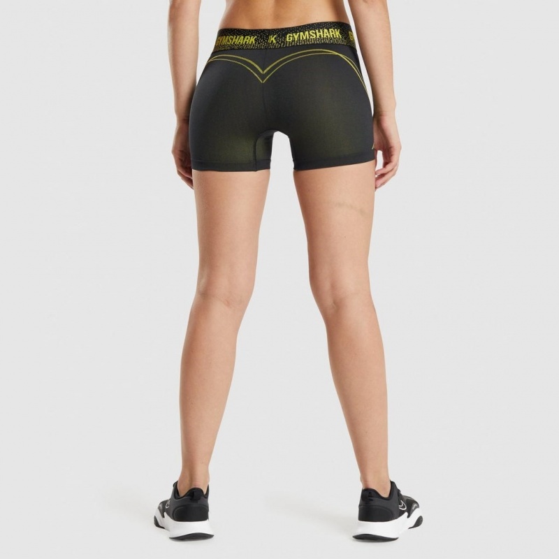 Short Gymshark Apex Seamless Low Rise Negras Amarillo | 96IVRQPBL