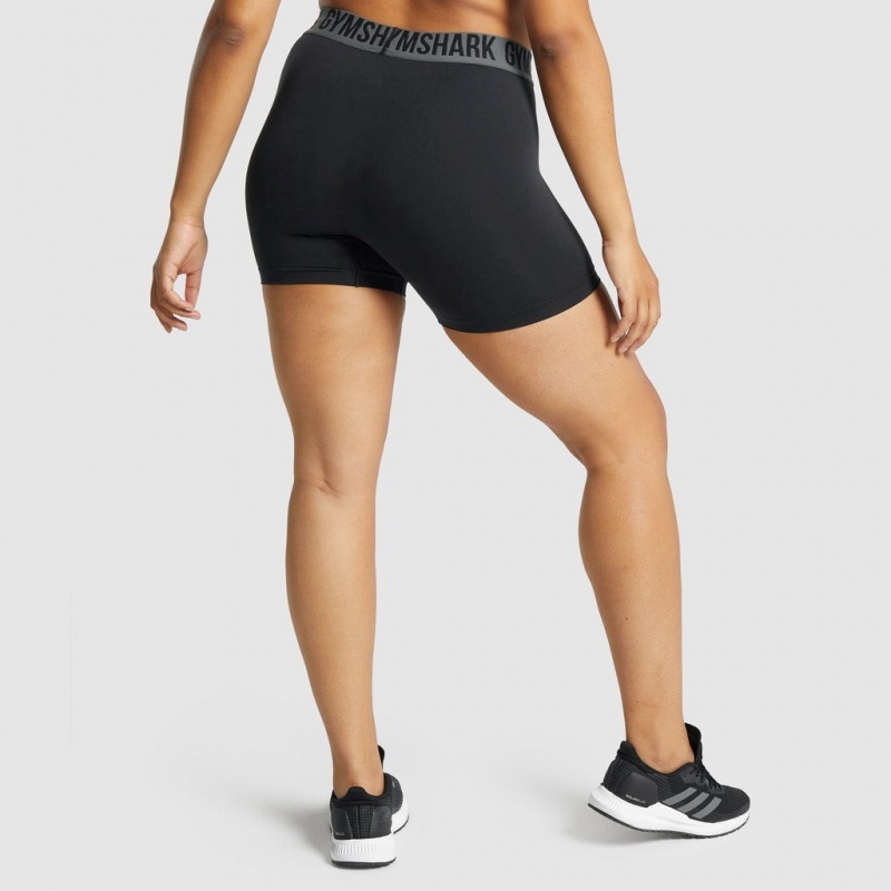 Short Gymshark Fit Seamless Negras | 02WDNKCBU