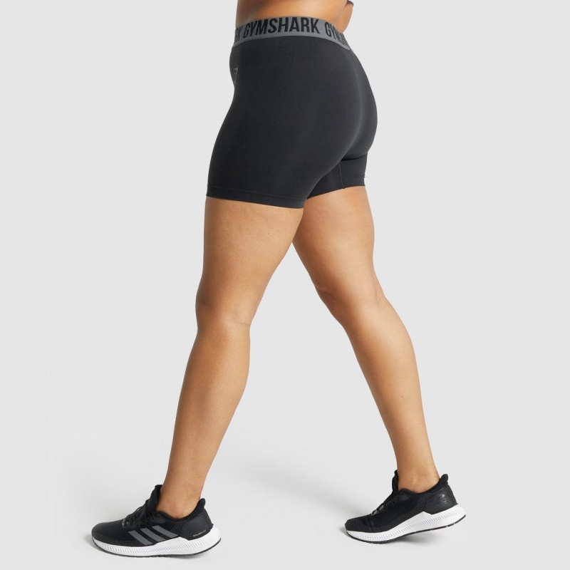 Short Gymshark Fit Seamless Negras | 02WDNKCBU