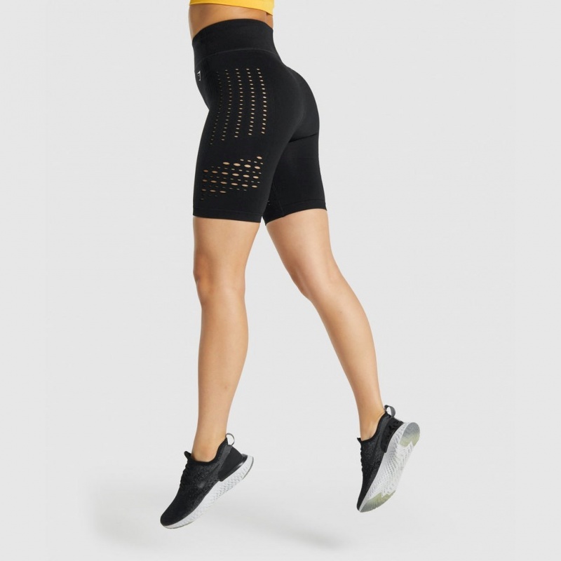 Short Gymshark Glow Seamless Negras | 51YDLJZHS