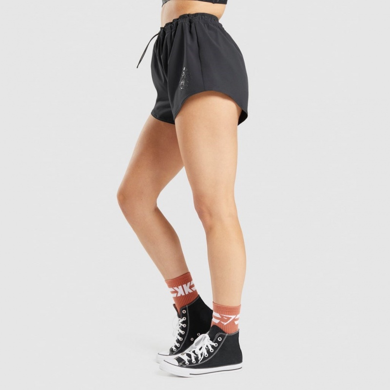 Short Gymshark KK Fit Woven Negras | 26WUKVJGI