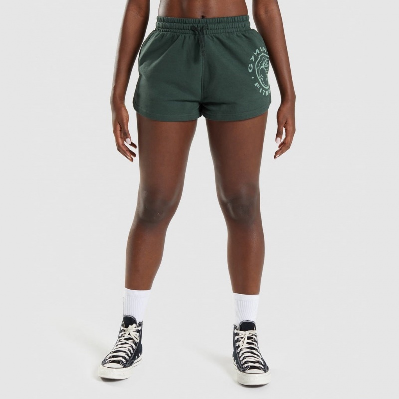 Short Gymshark Legacy Estampadas Verde Oscuro | 90YEPOMFZ