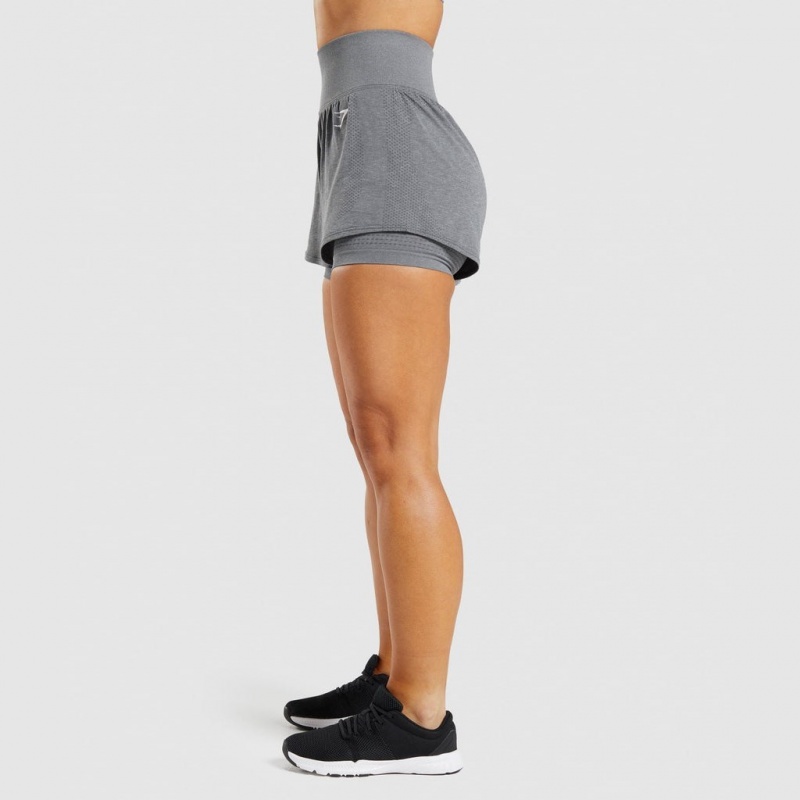 Short Gymshark Vital Seamless 2.0 2-in-1 Gris | 39HTSCPZX