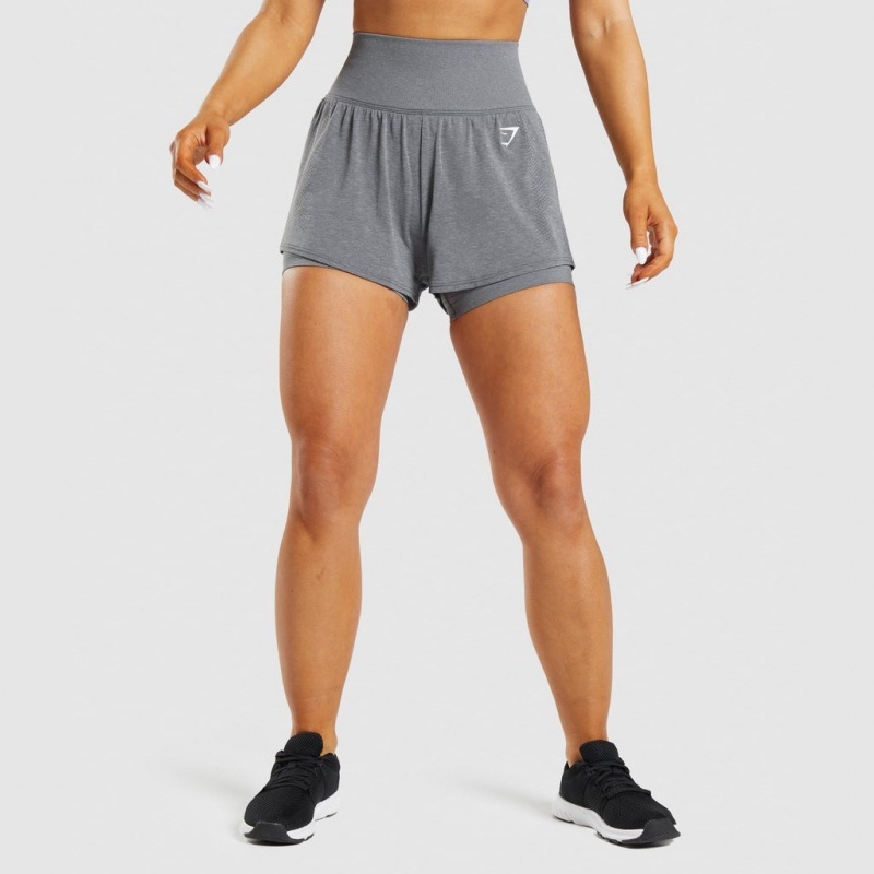 Short Gymshark Vital Seamless 2.0 2-in-1 Gris | 39HTSCPZX