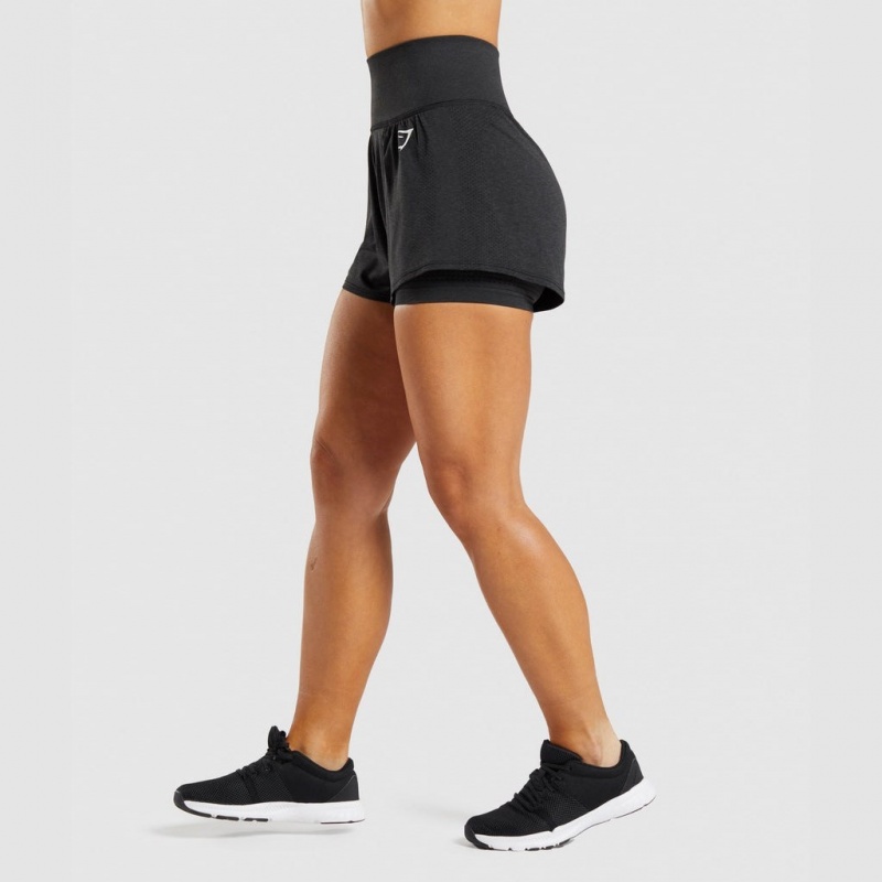 Short Gymshark Vital Seamless 2.0 2-in-1 Negras | 17QXDPZLF