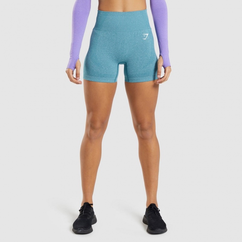 Short Gymshark Vital Seamless 2.0 Tahoe Teal Marl | 62QAVZIBC