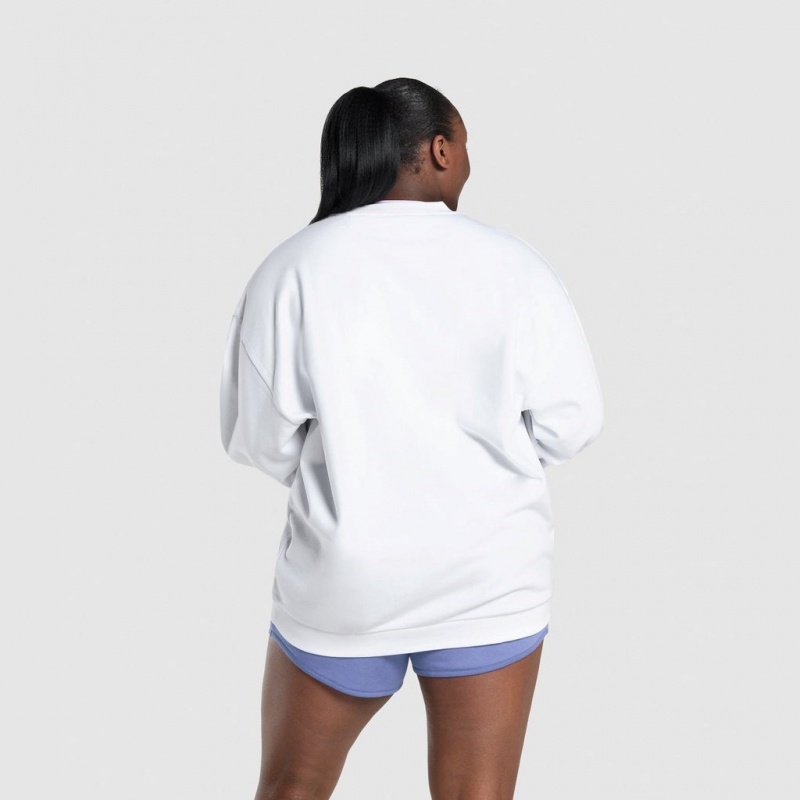 Sudadera Gymshark Entrenamiento Oversized Blancas | 83HMAUDKI