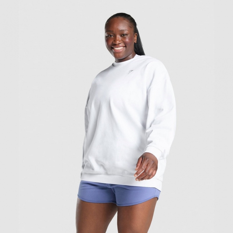 Sudadera Gymshark Entrenamiento Oversized Blancas | 83HMAUDKI