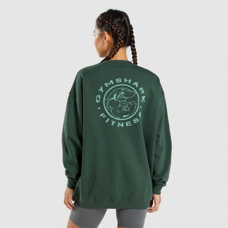 Sudadera Gymshark Legacy Estampadas Verde Oscuro | 64OYNKZCG