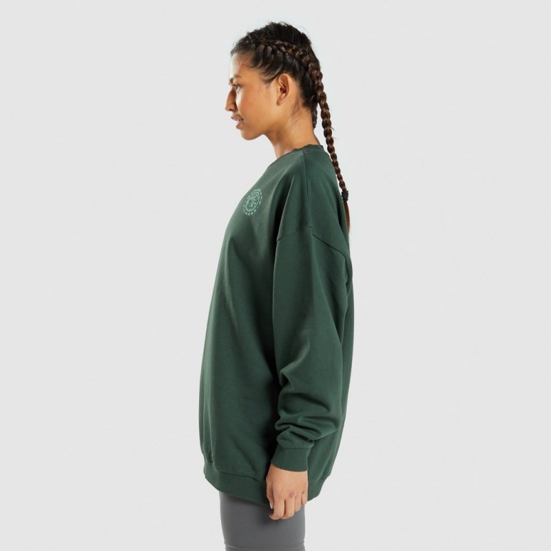 Sudadera Gymshark Legacy Estampadas Verde Oscuro | 64OYNKZCG
