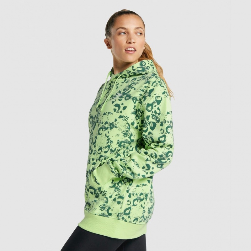 Sudadera con Capucha Gymshark Animal Estampadas Verde Oscuro | 36FHWSAXN