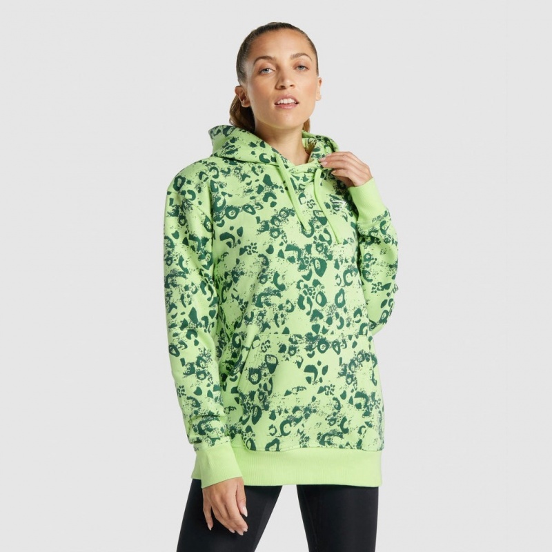 Sudadera con Capucha Gymshark Animal Estampadas Verde Oscuro | 36FHWSAXN