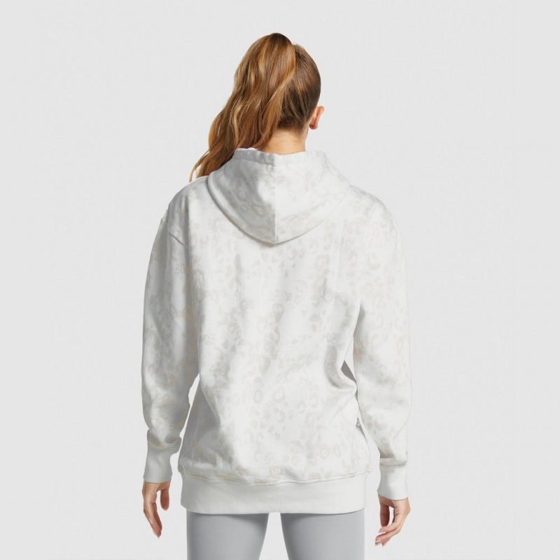 Sudadera con Capucha Gymshark Animal Estampadas Blancas Creme | 48NUCTKWF