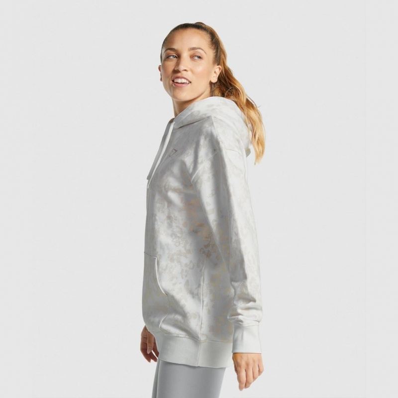 Sudadera con Capucha Gymshark Animal Estampadas Blancas Creme | 48NUCTKWF