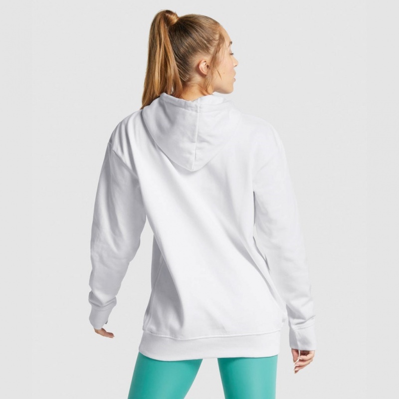 Sudadera con Capucha Gymshark Apollo Estampadas Oversized Blancas | 60EYVWNXR