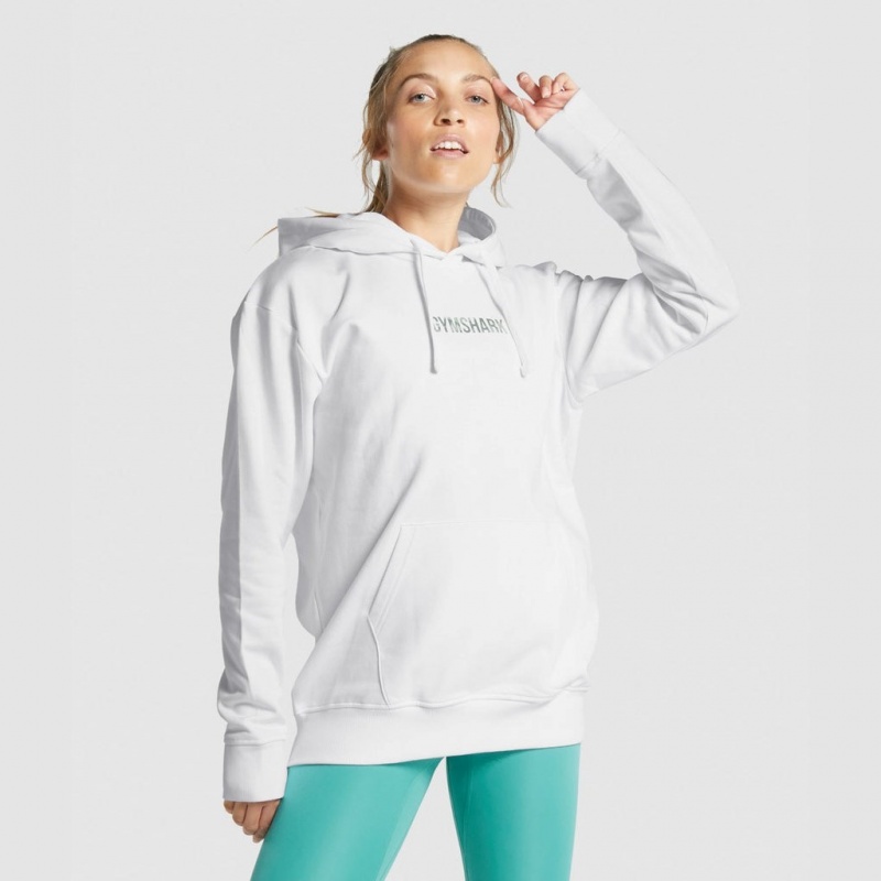 Sudadera con Capucha Gymshark Apollo Estampadas Oversized Blancas | 60EYVWNXR