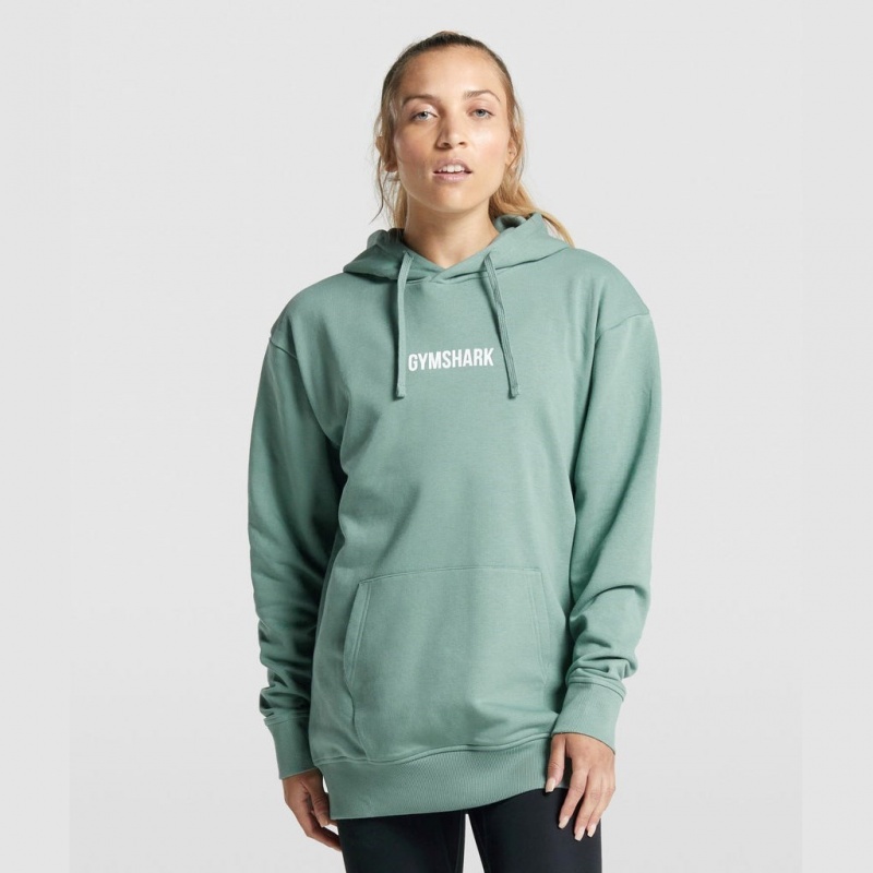 Sudadera con Capucha Gymshark Apollo Estampadas Oversized Verde Claro | 48VATEBKN