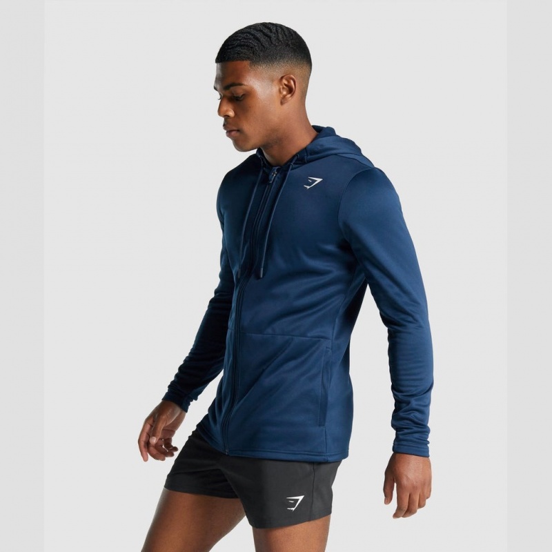 Sudadera con Capucha Gymshark Arrival Zip Up Azul Marino | 04LGWMEOD