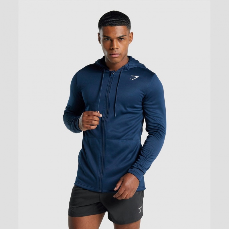 Sudadera con Capucha Gymshark Arrival Zip Up Azul Marino | 04LGWMEOD