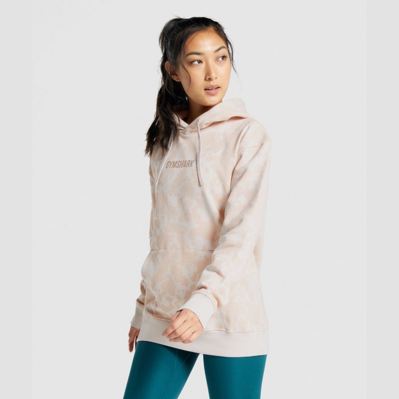 Sudadera con Capucha Gymshark Camo Estampadas Oversized Creme Marrones Claro | 28GONUBYP