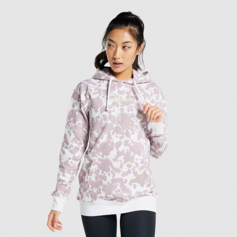 Sudadera con Capucha Gymshark Camo Estampadas Oversized Blancas Moradas | 86BWYXLQC
