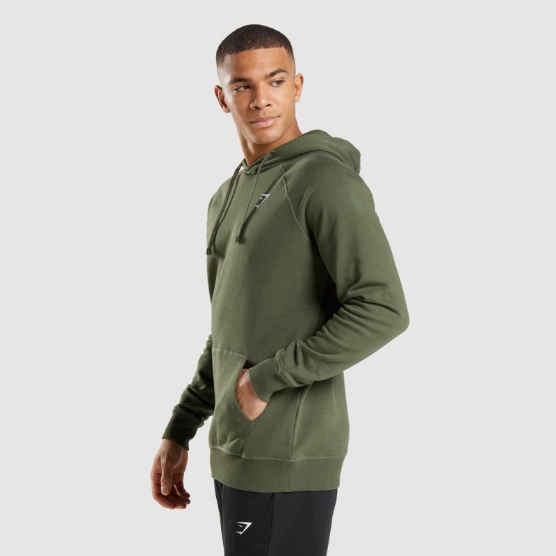 Sudadera con Capucha Gymshark Crest Verde Oliva | 28ERSWFIX