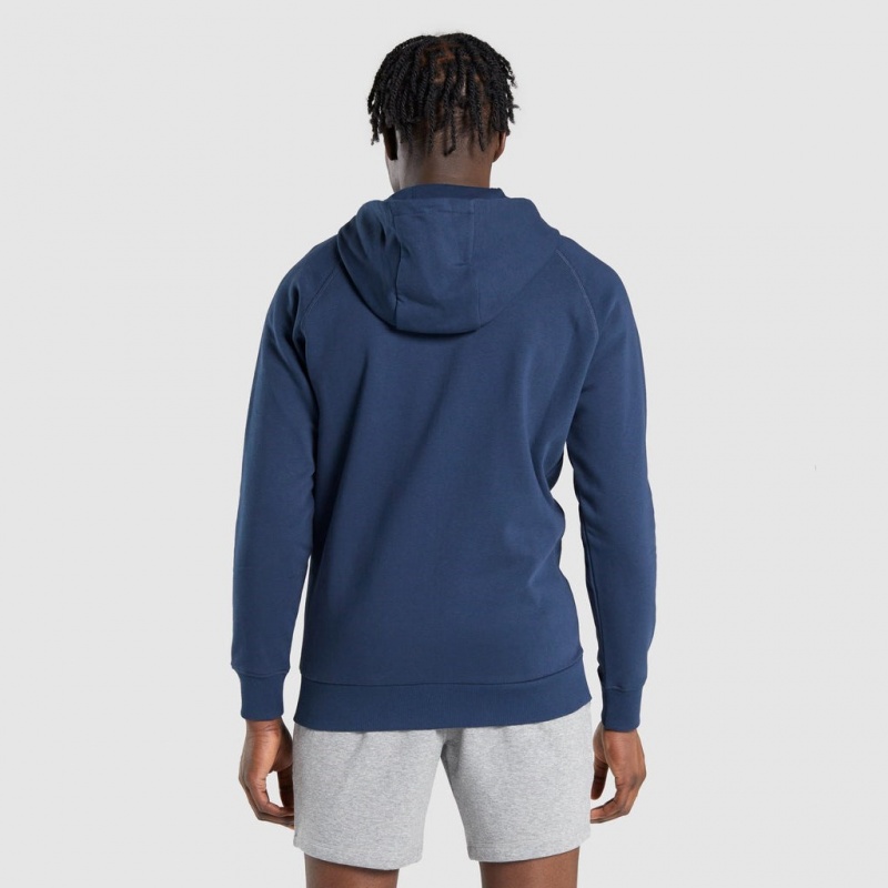 Sudadera con Capucha Gymshark Crest Zip Up Azul Marino | 18KNJFGZV