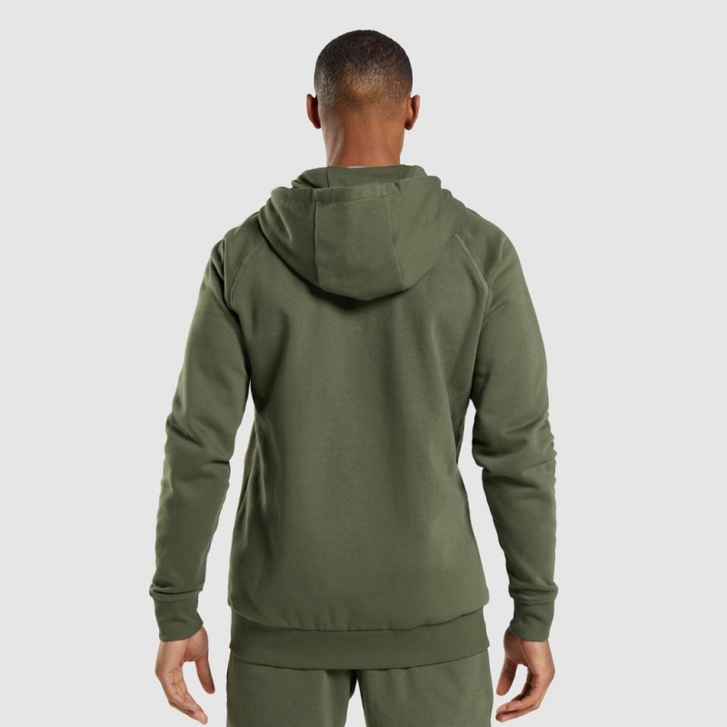 Sudadera con Capucha Gymshark Crest Zip Up Verde Oliva | 28HOYBTPI