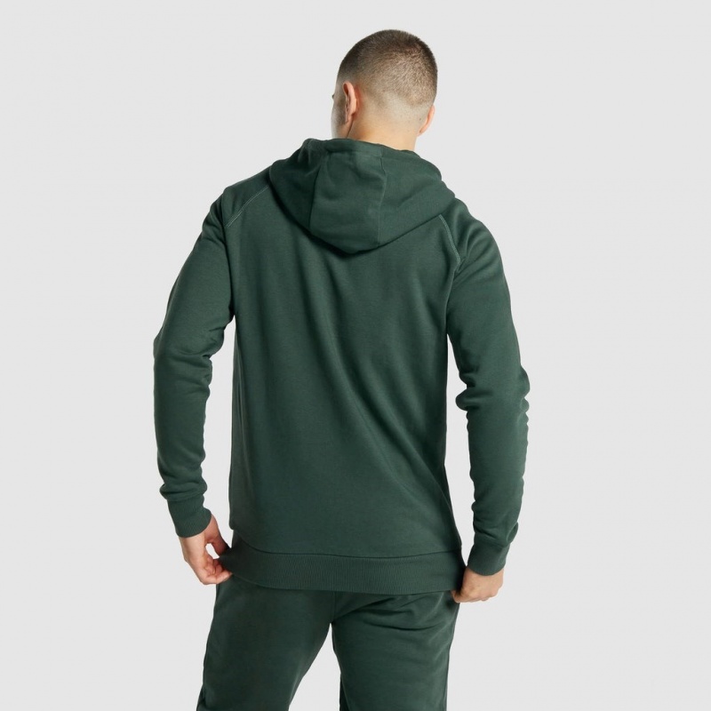 Sudadera con Capucha Gymshark Crest Zip Up Verde Oscuro | 76CMJBDVL