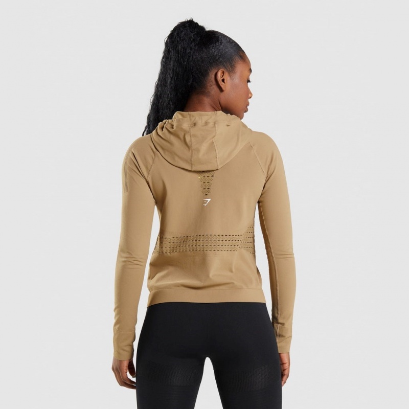 Sudadera con Capucha Gymshark Energy Seamless Marrones | 19UBFARDS