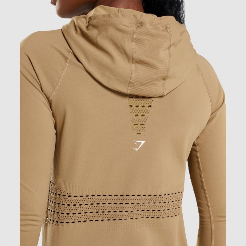 Sudadera con Capucha Gymshark Energy Seamless Marrones | 19UBFARDS