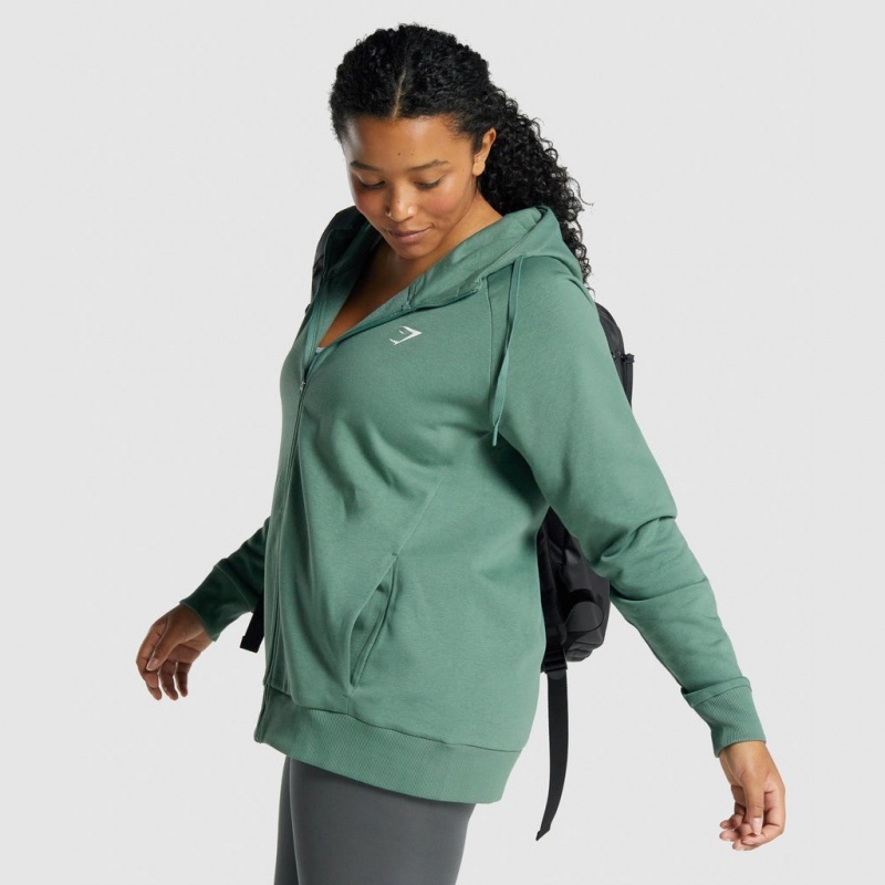 Sudadera con Capucha Gymshark Entrenamiento Zip Up Verde | 83NKGYEPI