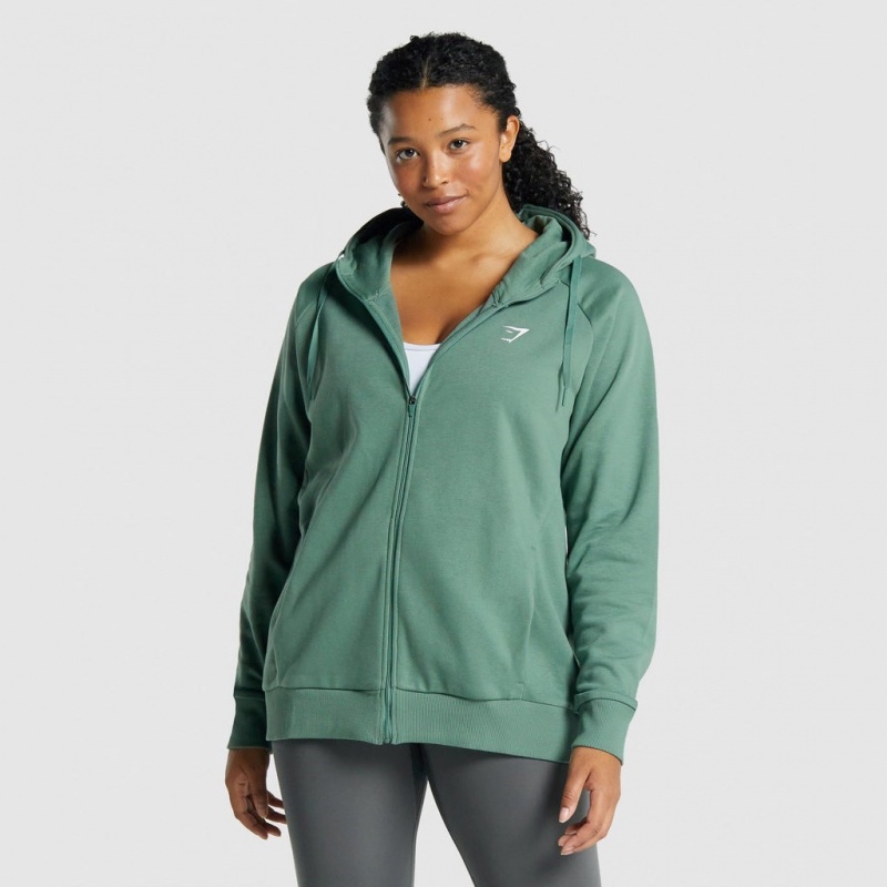 Sudadera con Capucha Gymshark Entrenamiento Zip Up Verde | 83NKGYEPI