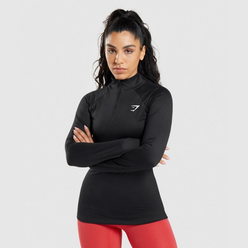 Sudadera con Capucha Gymshark Entrenamiento 1/4 Zip Negras | 52TGECMXU