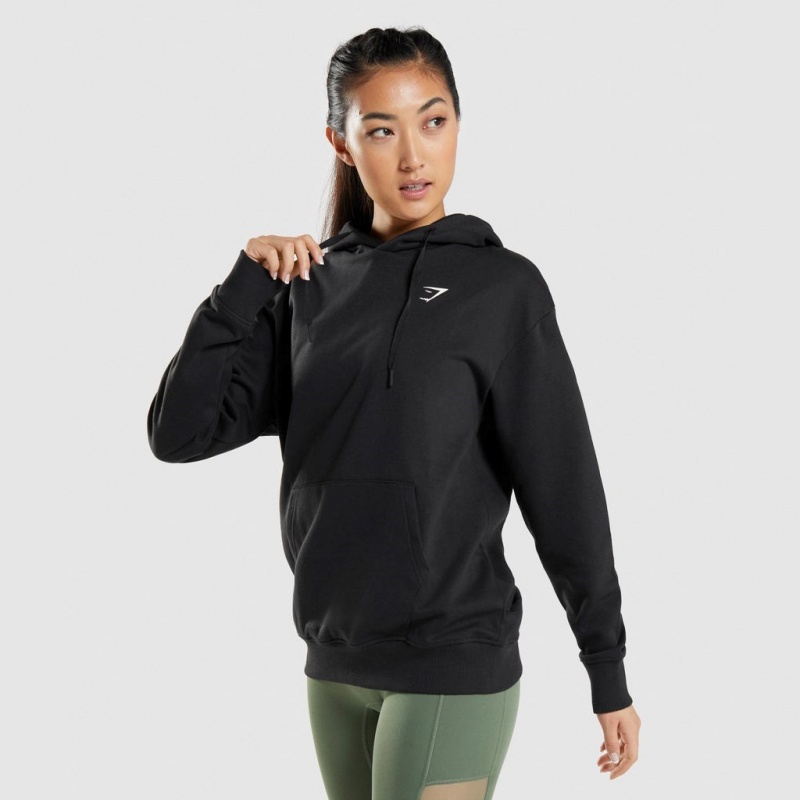 Sudadera con Capucha Gymshark Entrenamiento Oversized Negras | 41EFBQOKV