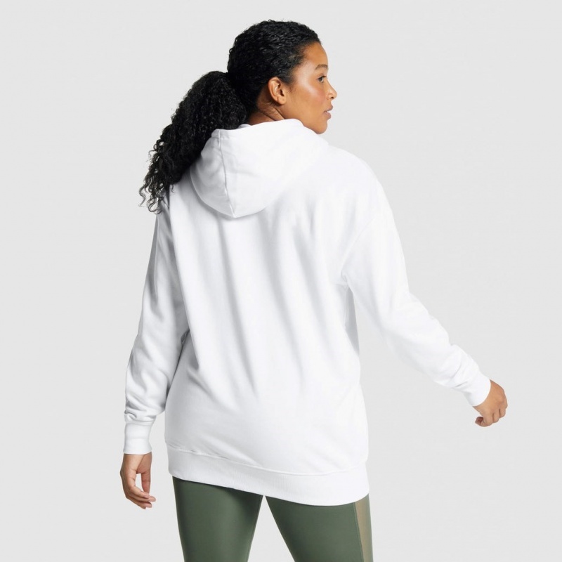Sudadera con Capucha Gymshark Entrenamiento Oversized Blancas | 45EFZLXKO