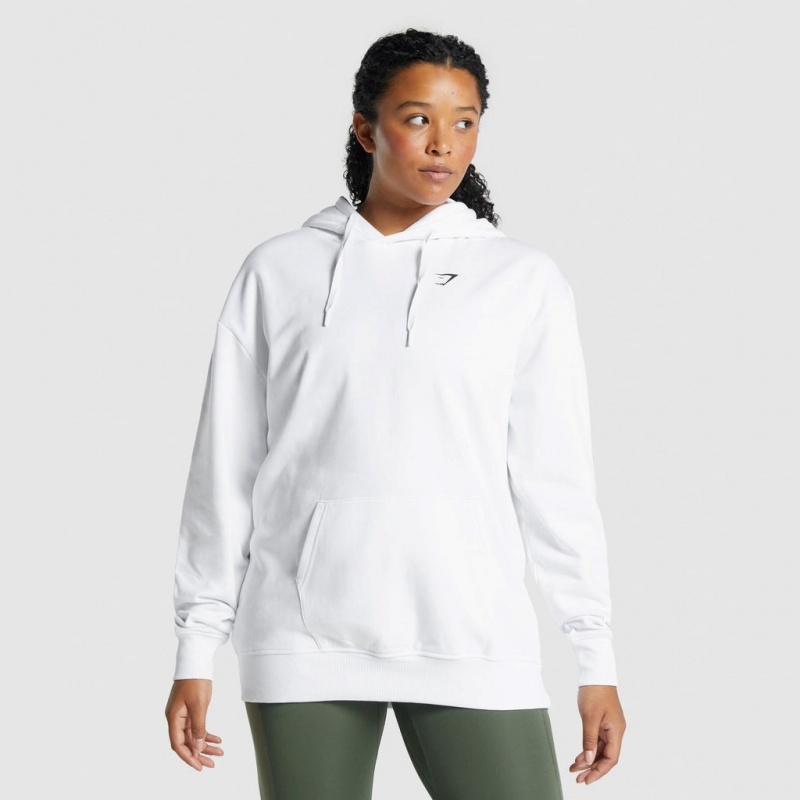 Sudadera con Capucha Gymshark Entrenamiento Oversized Blancas | 45EFZLXKO