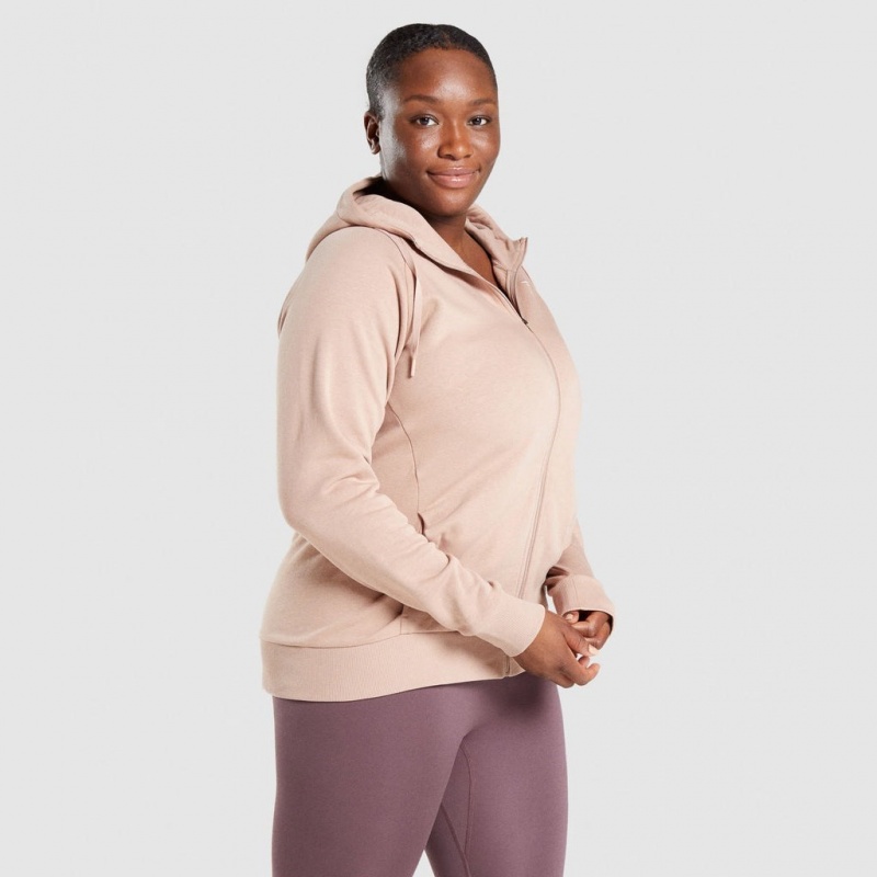 Sudadera con Capucha Gymshark Entrenamiento Zip Up Taupe | 57BYIUVRL