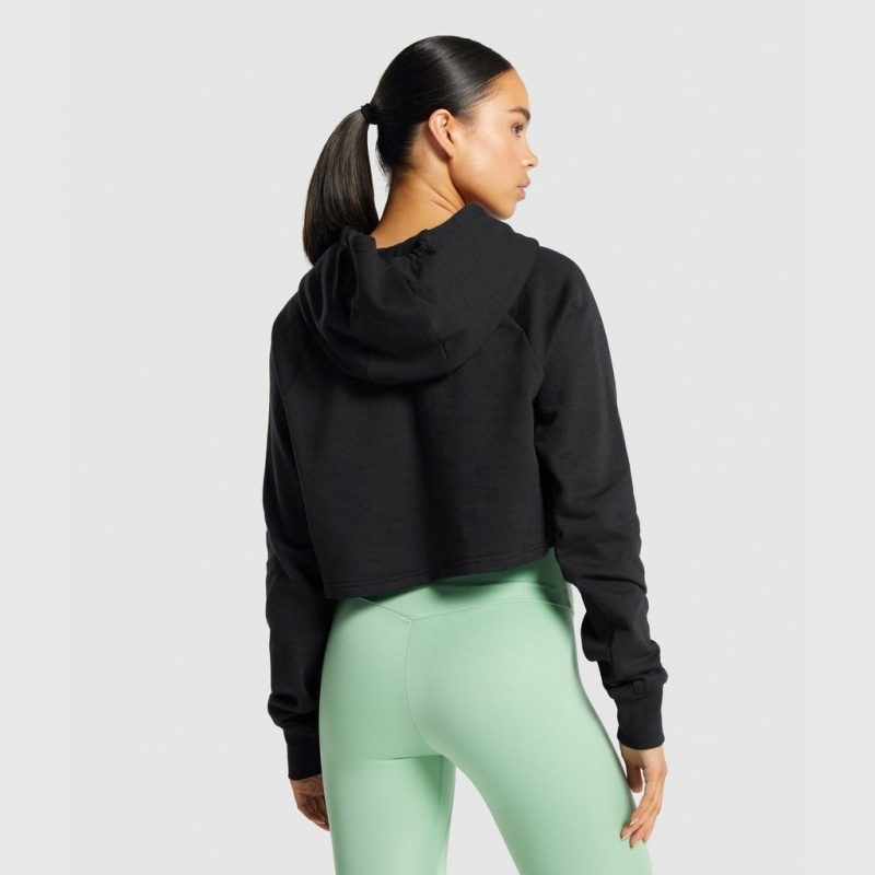 Sudadera con Capucha Gymshark Entrenamiento Cropped Negras | 95HXFAKCO