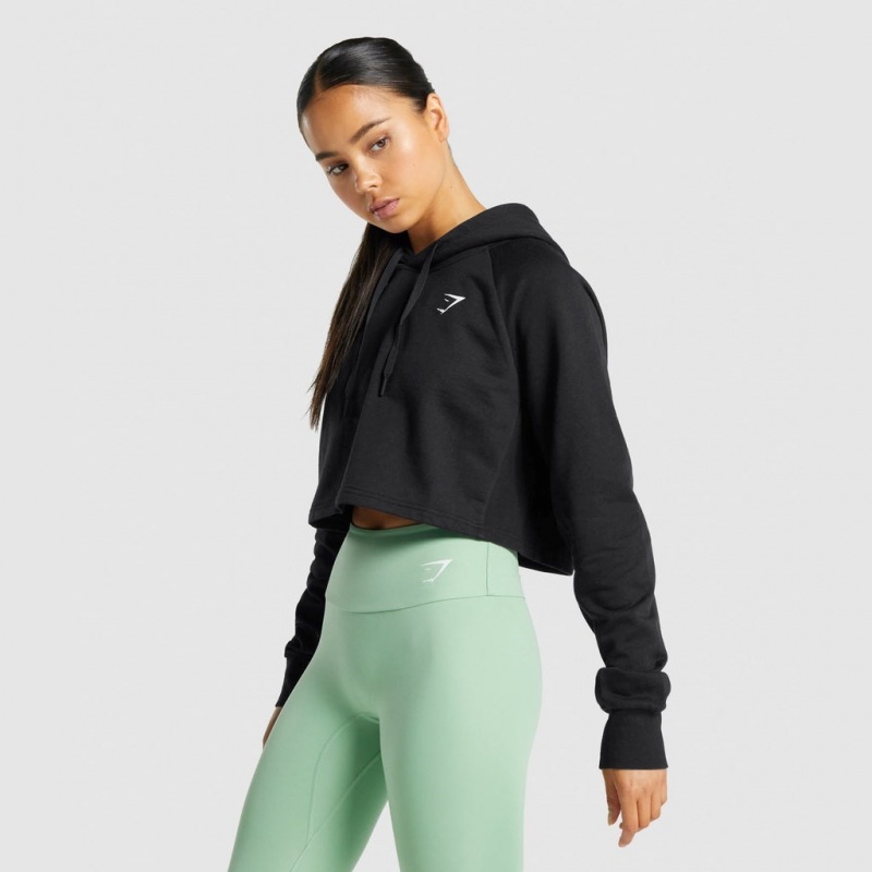 Sudadera con Capucha Gymshark Entrenamiento Cropped Negras | 95HXFAKCO