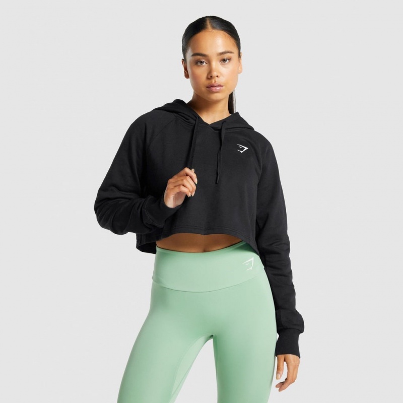 Sudadera con Capucha Gymshark Entrenamiento Cropped Negras | 95HXFAKCO