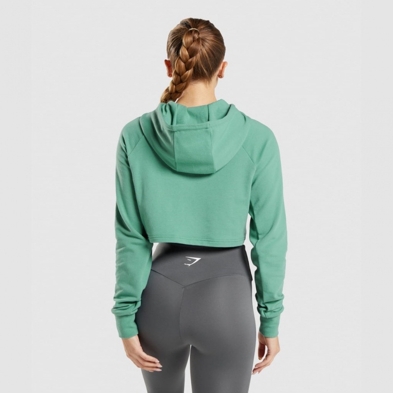 Sudadera con Capucha Gymshark Entrenamiento Cropped Verde | 53ECWQIZN